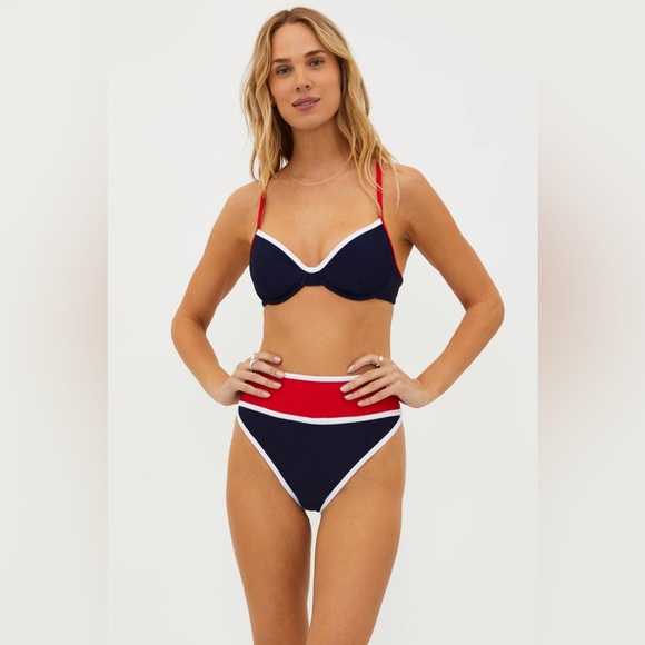 BEACH RIOT Carlotta Colorblock High waist Bikini Bottom, size Medium, $108 - Picture 3 of 10